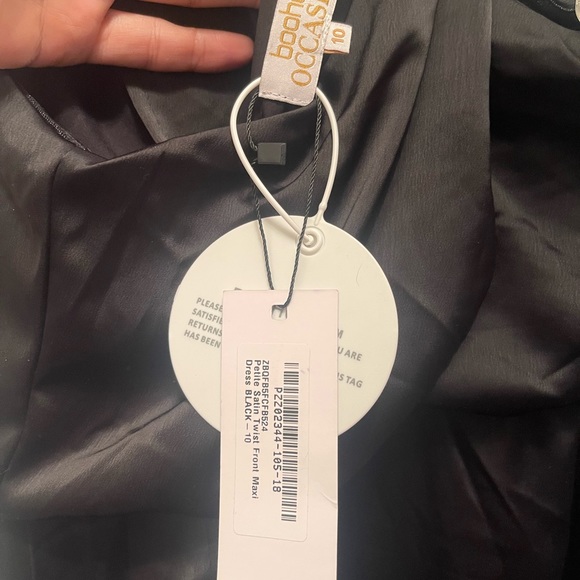 Black Petite Satin Twist Front Maxi Dress Size 10 - Picture 6 of 10